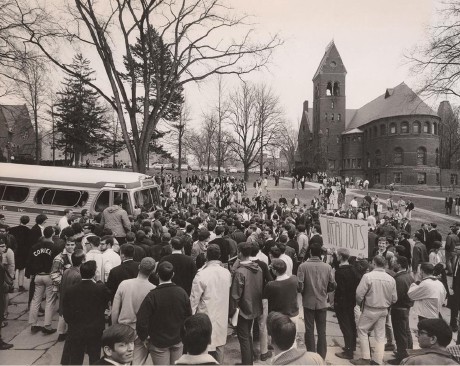 people protesting in cornell