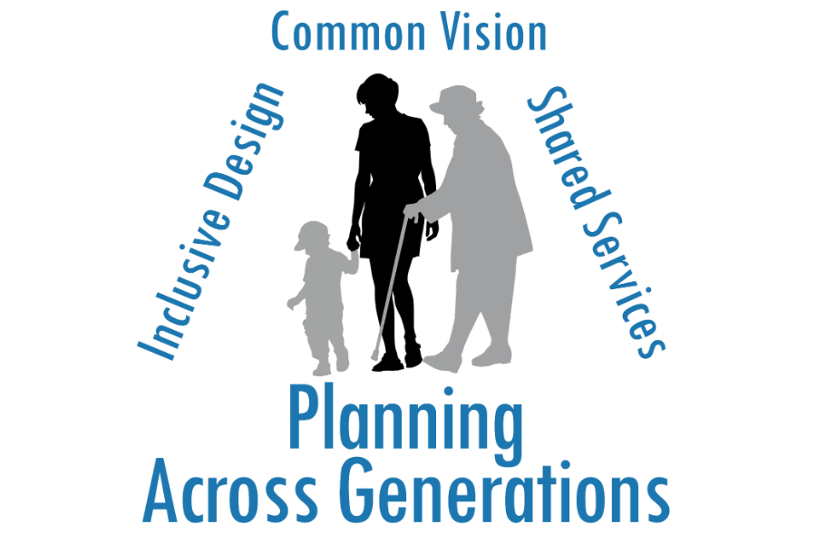 Planning across generations diagram: inclusive design, common vision and shared services