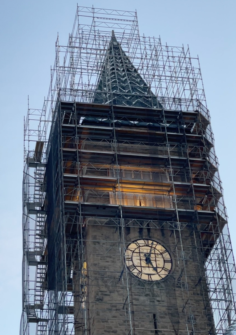 Image of clocktower with scaffolding