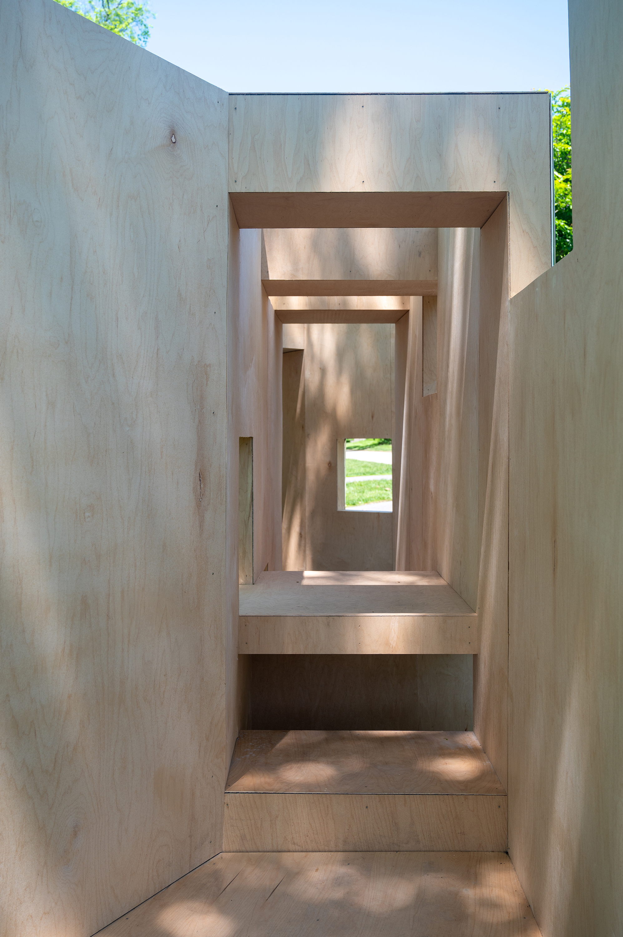 Interior of wooden pavilion
