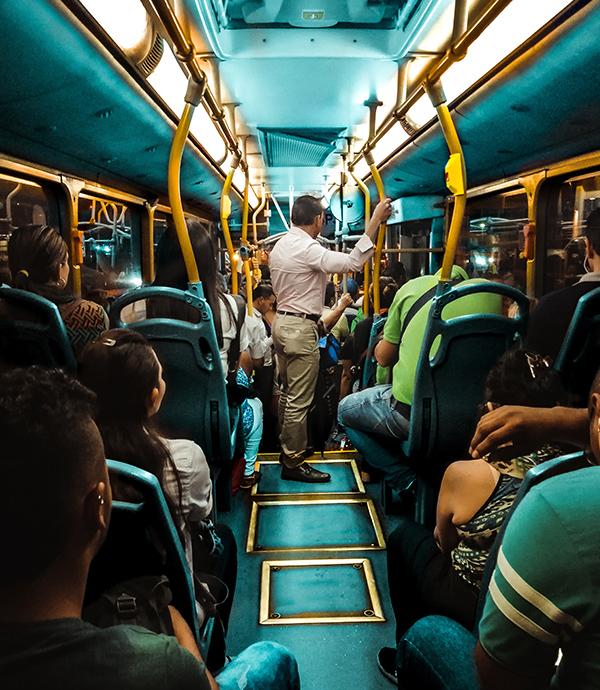 Passengers in public transportation bus