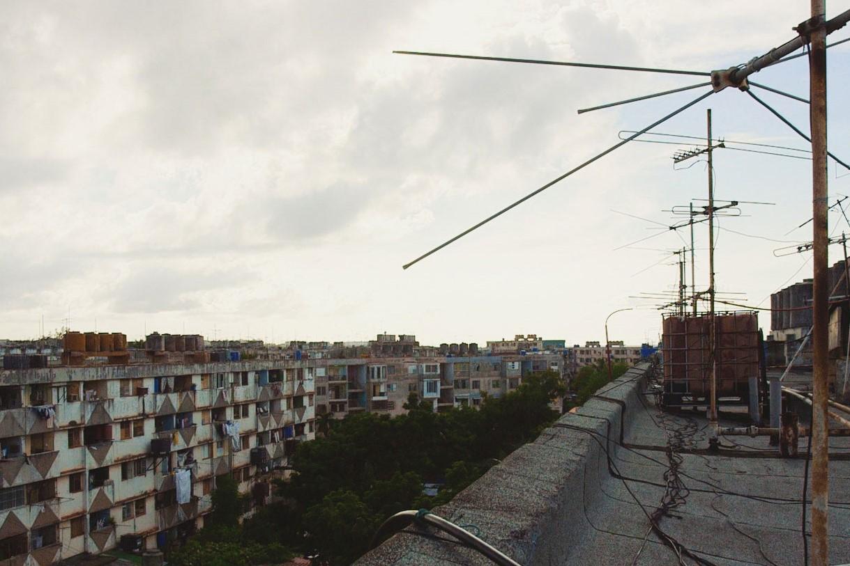 City view with antennas