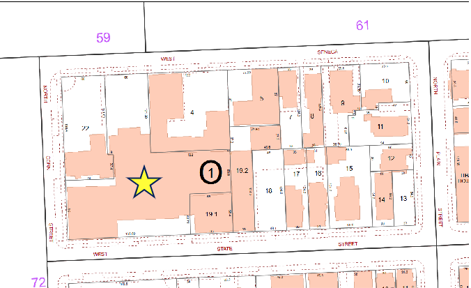 Shape and location of parcel (City of Ithaca Tax Map 71, 2020)