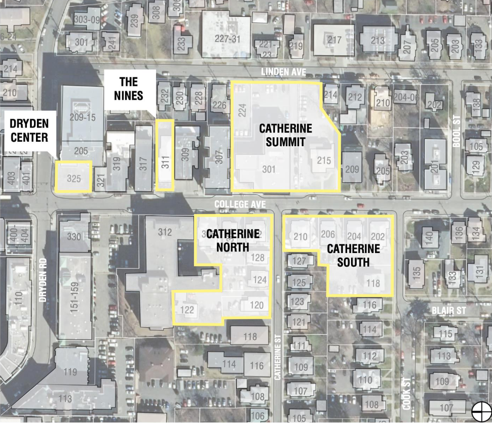 Proposed Collegetown Innovation District. From Coll-Cath PUD Application via City of Ithaca.