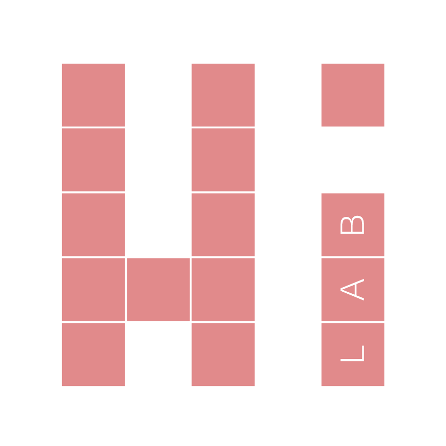 Pink-colored logo saying HiLab