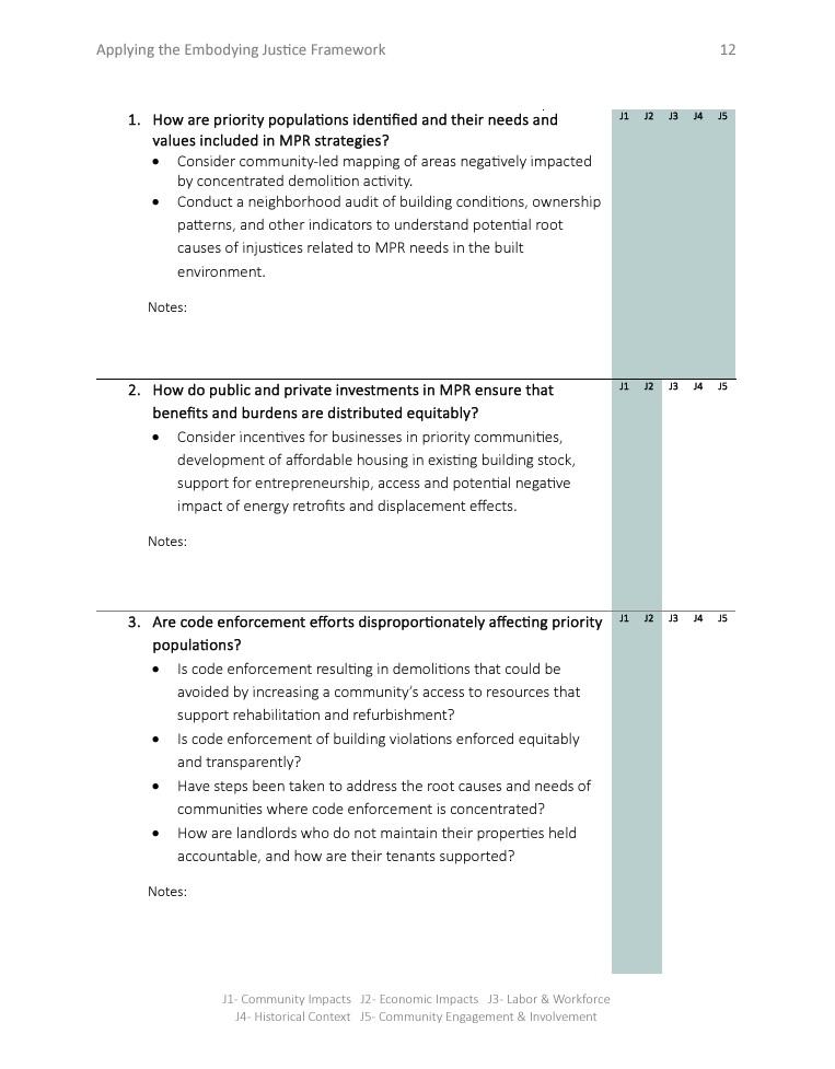 Example page from Embodying Justice Workbook