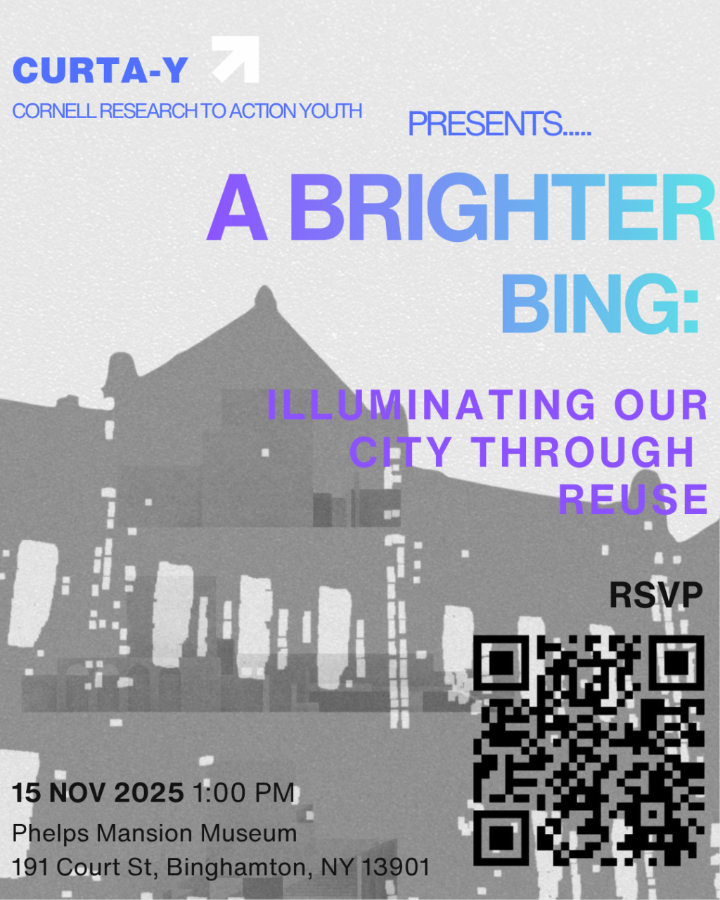 An event poster called A Brighter Bing that shows a silhouette of the Stone Opera house and event details