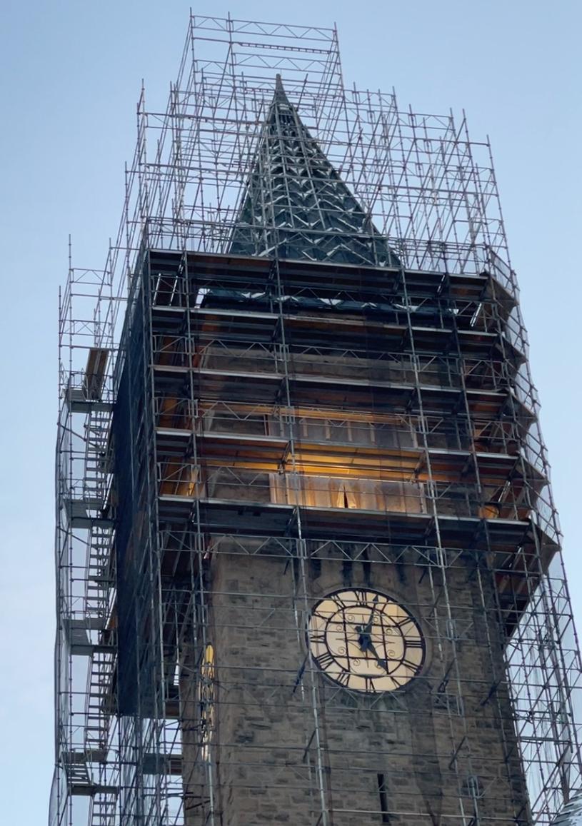 Image of clocktower with scaffolding