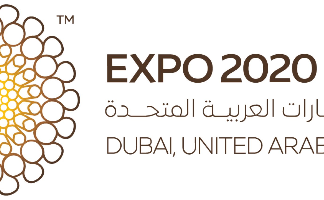 A yellow and brown logo EXPO 2020