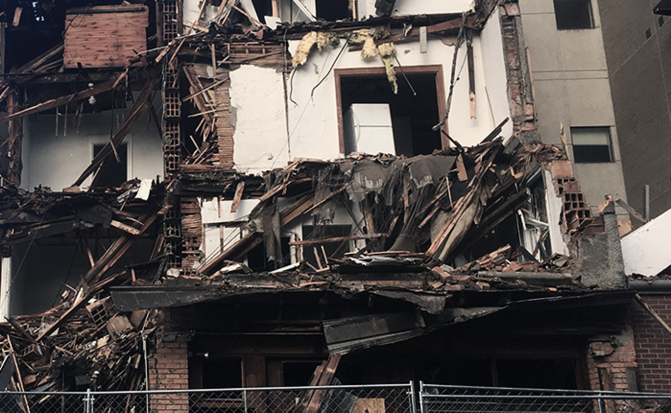 Image of Chacona Block demolition in Ithaca, NY